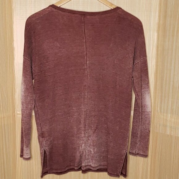American Eagle Mens Maroon Distressed Burnout Long Sleeve Thermal Shirt Medium - Picture 2 of 7